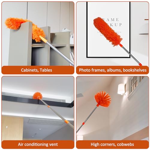 High Reach Microfiber Duster Kit with 14 ft Extension Pole & 2 Heads