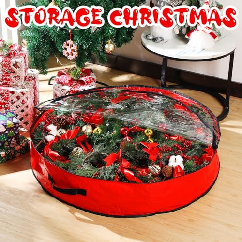 Aliceset Red Wreath Storage Bags 36 x 36 x 7.8 Inches - Pack of 4