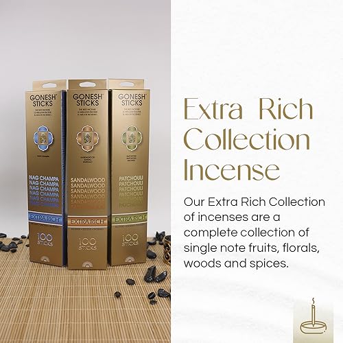 Nag Champa Incense Sticks - 100 Pack Extra Rich Aromatic Charcoal Burn