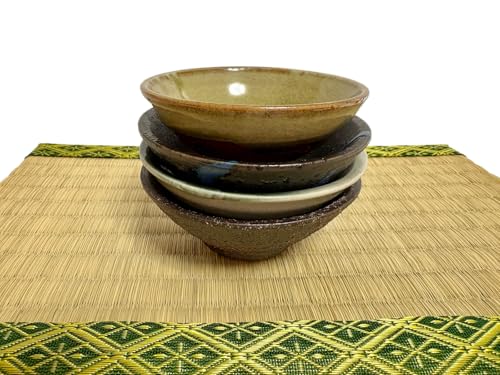 J-Pure Hitomi Set of 4 Japanese Mino Ware Sake Cups in 4 Colors | Traditional Ceramic, 1.7oz Capacity