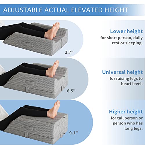 Height-Adjustable Gel Memory Foam Leg Elevation Pillow