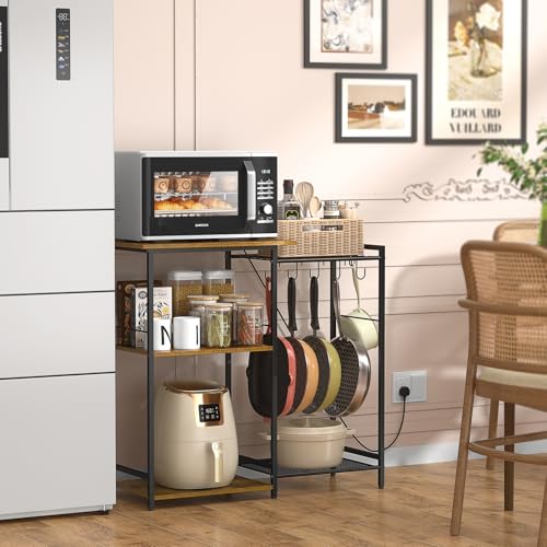 5-Tier Kitchen Baker's Rack with Microwave Stand and Storage Hooks