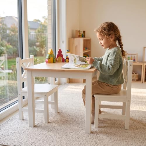 Serene White Kids Table & 2 Chairs Set - Petit Bateau, Ages 2-8