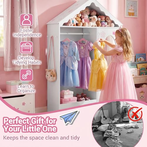 Kids Dress Up Wardrobe with Mirror and Hanging Rack - White House Closet