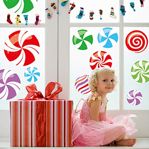 Fancy Land Peppermint Floor Decals - Colorful Christmas Stickers, 36 pcs