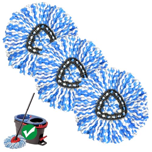 Microfiber Spin Mop Replacement Heads - 3 Pack Reusable Mop Refills