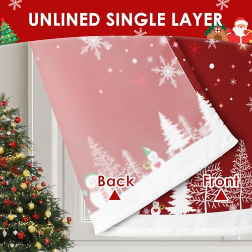 Tayney 2 Pack Christmas Kitchen Curtains 36in - Snowman Pattern, Polyester