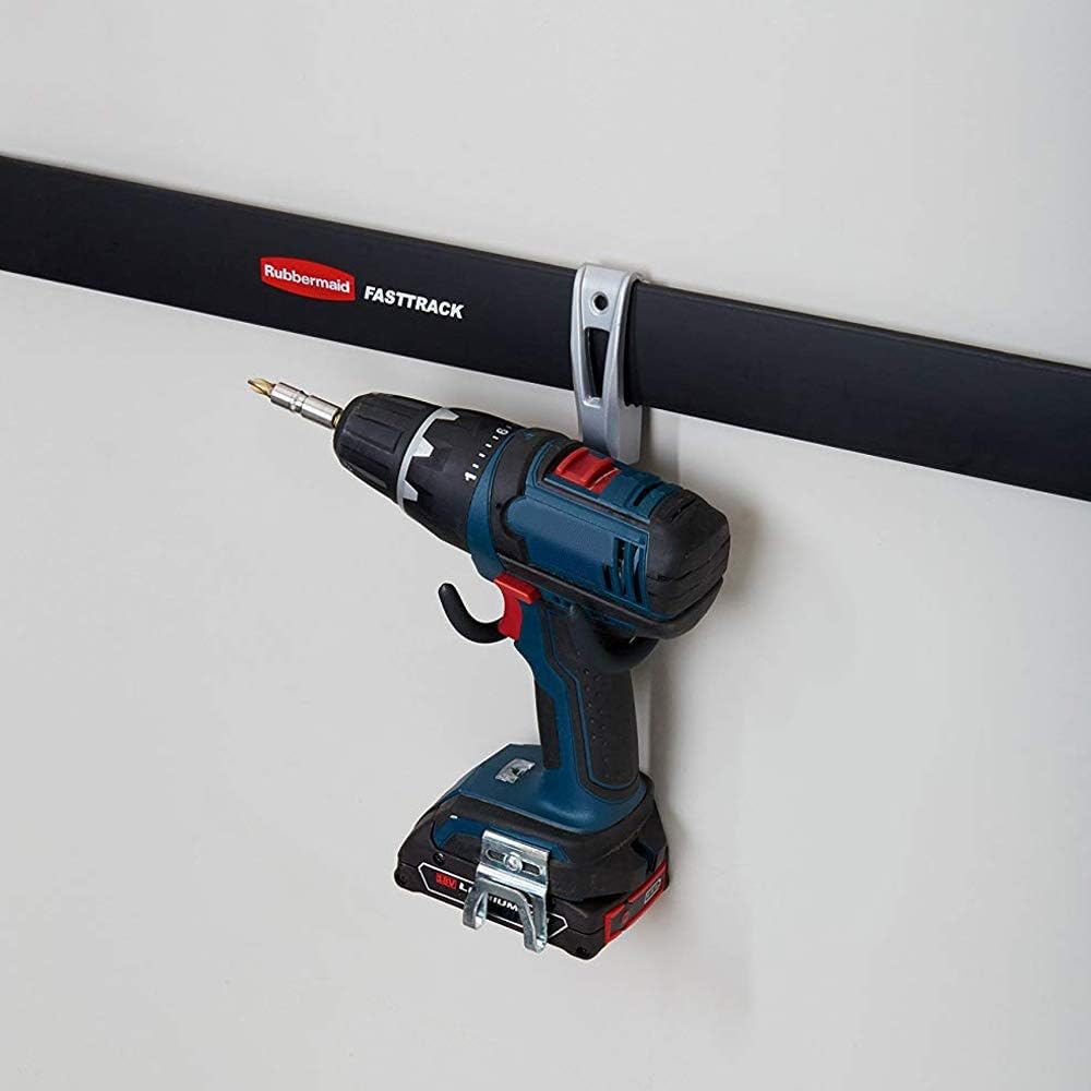 Rubbermaid Garage Hook Organizers - Universal Metallic FastTrack Design | 2 Pack for Easy Storage