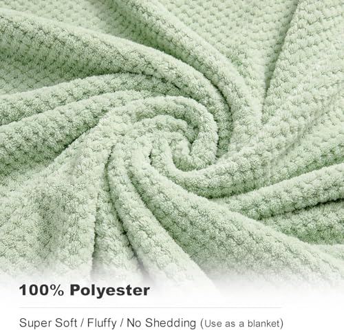 Smuge Green 8-Piece Bath Towel Set - Extra Large, Soft & Absorbent, Quick-Dry Waffle Weave