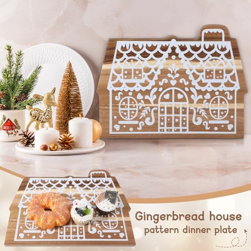 BrightRow Christmas Gingerbread House Cutting Board - Acacia Wood, 16x12.75 inches