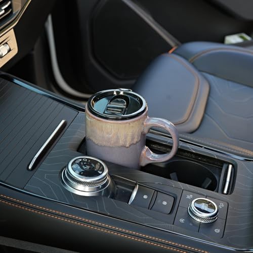 Bosmarlin Deep Purple Ceramic Travel Coffee Mug 18oz with Handle & Lid