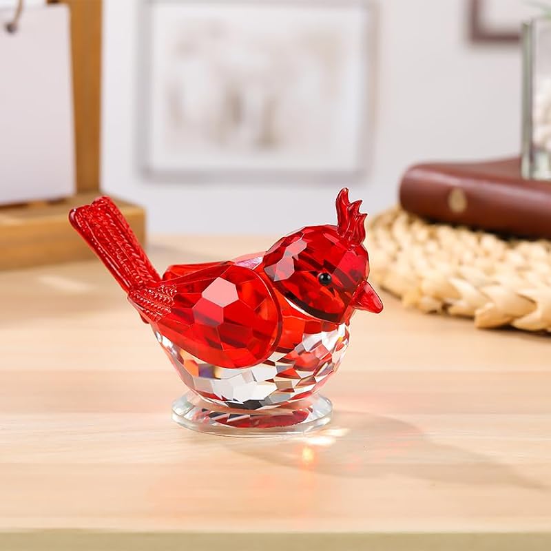 Arikyrist Hand Blown Glass Red Bird Figurine - Home Decor Gift for Bird Lovers