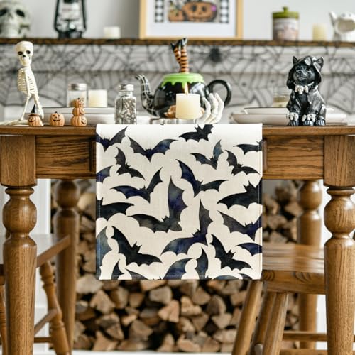 Artoid Mode Halloween 13x108 Inch Table Runner Black/White Home Party Decor