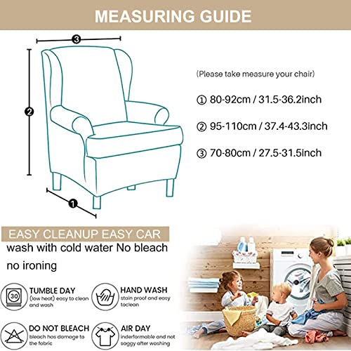 Wingback Chair Slipcover 2 Piece Stretchy Armchair Cover Set