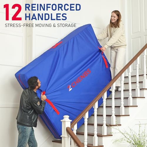Heavy-Duty King Mattress Bag for Moving & Storage with 12 Handles