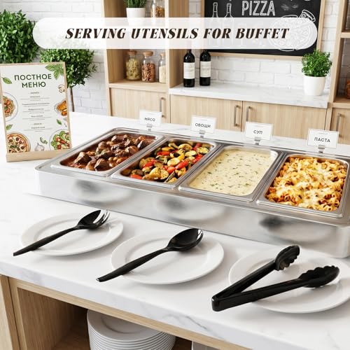 18-Piece Heavy Duty Plastic Serving Utensils Set - Disposable Buffet Tongs