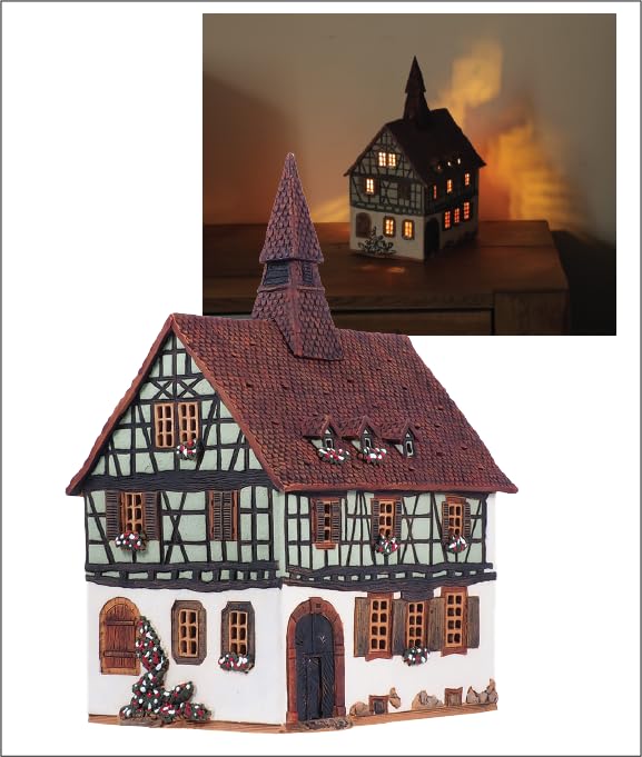 Midene Handcrafted Tealight Village Houses - Ceramic Lighted Miniature