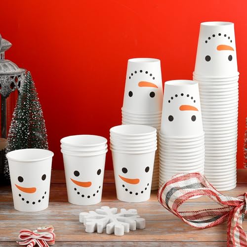 AimFun 100-Pack 9oz Snowman Christmas Cups Disposable Party Cups