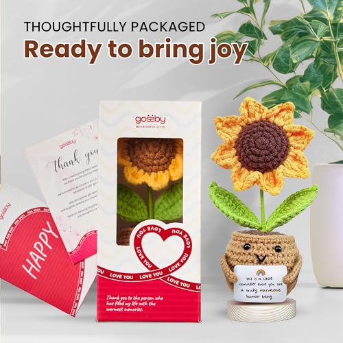 Handmade Crochet Sunflower Emotional Support Gift with Message Card