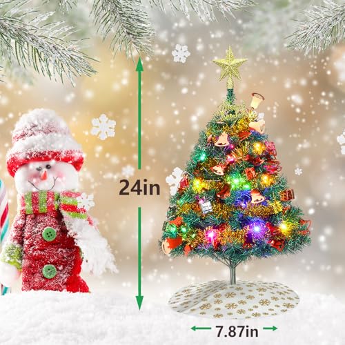 Dream Loom 24-Inch Artificial Christmas Tree with Ornaments & LED Lights