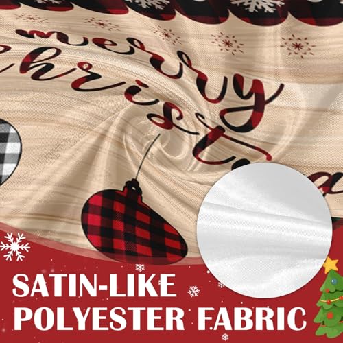 Christmas Kitchen Curtains with Valance, Red Gingham Plaid, 36 Inch - Red Ball Wood Variation