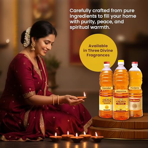 500 ML Jasmine Pooja Oil Blend for Diyas & Lamps - 5 Sacred Oils