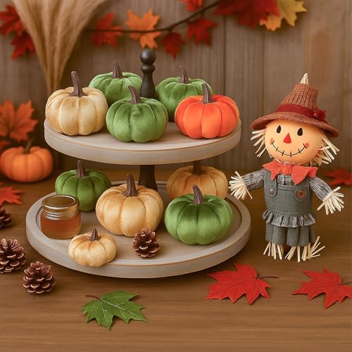 12-Piece Velvet Artificial Pumpkins for Fall and Thanksgiving Decor