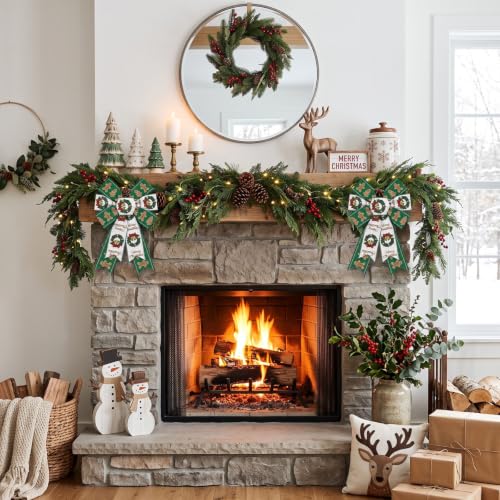 Green Gingerbread Christmas Wreath Bows - Pack of 2 Indoor Outdoor Decor