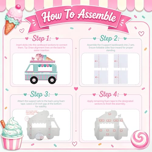 4.5ft Ice Cream Truck Cardboard Standee - Party Photo Booth Prop