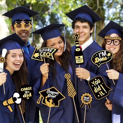 30pcs 2026 Graduation Photo Booth Props - Premium Cardstock Party Decor