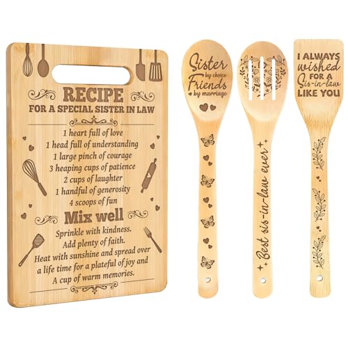 Personalized Sister-in-Law Bamboo Cutting Board with Utensils - Birthday Gift
