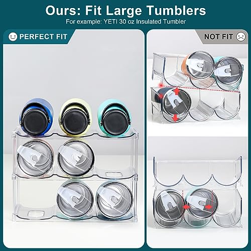 Stackable Water Bottle Organizer - 3-Tier Clear Rack for Large 40oz Tumblers