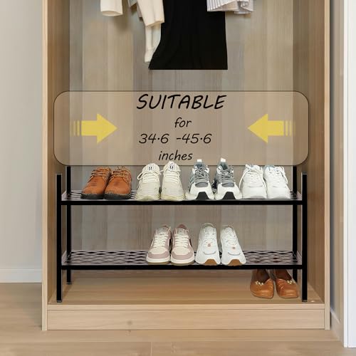Expandable 2-Tier Metal Shoe Rack, Stackable Closet Shoe Organizer