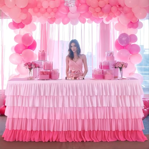 6ft Pink Chiffon Tutu Table Skirt for Parties and Baby Showers