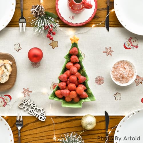Gingerbread Man Xmas Table Runner 13x36 Inch Holiday Decor for Home Party