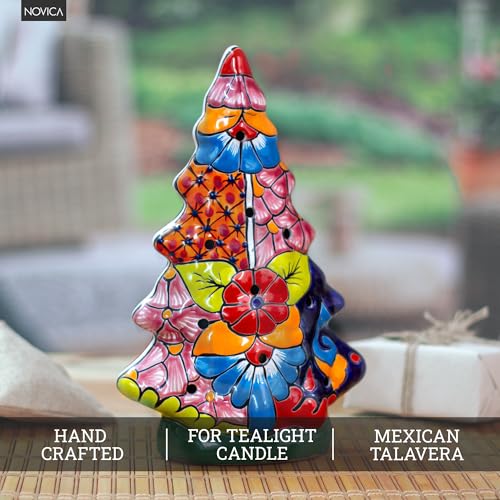Handmade Talavera Ceramic Christmas Lantern - Mexican Holiday Decor