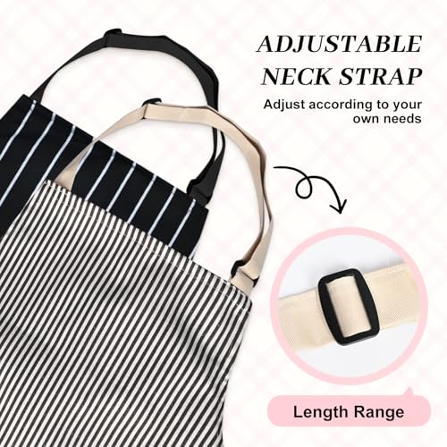 2-Pack Adjustable Kitchen Apron with Pockets – Cotton-Polyester Bib Apron