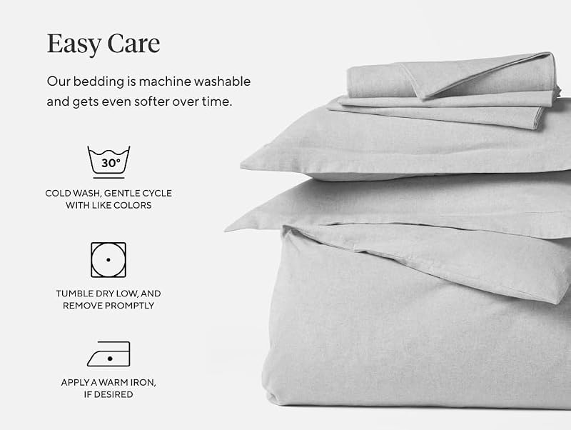 Organic Cotton Twin Duvet Cover - Crinkled Percale, Steel Blue