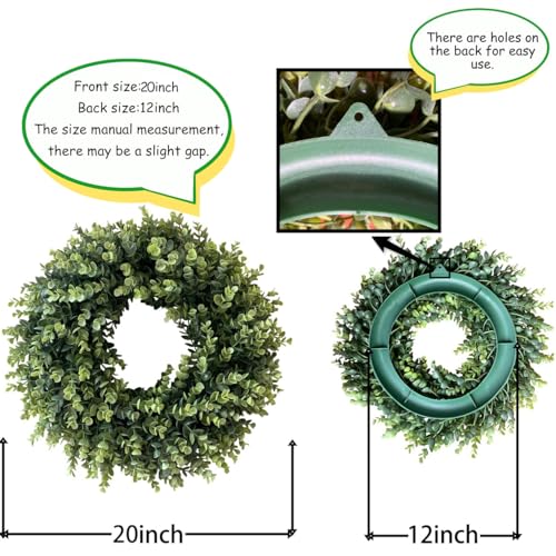 20-Inch Artificial Boxwood Wreath for Front Door, Indoor and Outdoor Decor