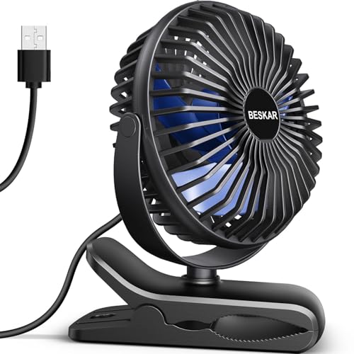 USB Clip on Fan Portable Small Desk Fan with 3 Speeds and Sturdy Clamp