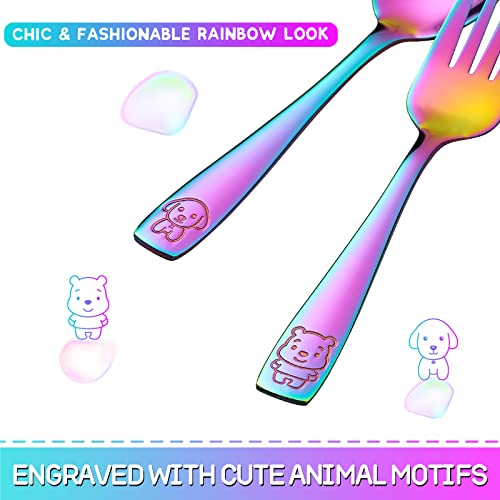 10-Piece Stainless Steel Rainbow Toddler Utensils Set with Forks and Spoons