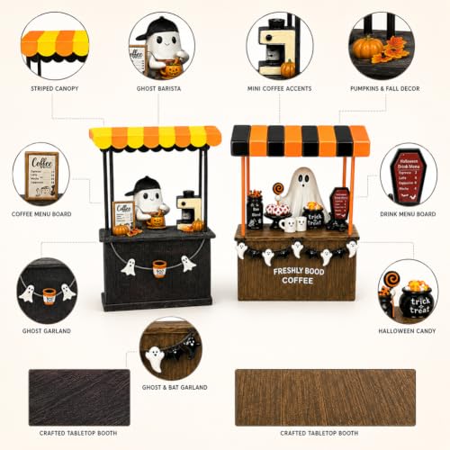Halloween Ghost Coffee Cart Resin Figurine Tabletop Fall Home Decor