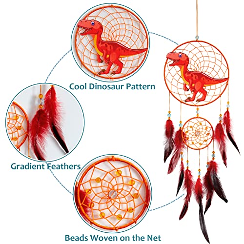 Dinosaur Dream Catcher Wall Hanging for Kids Bedroom Decor