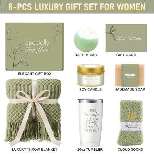 Get Well Soon Gift Basket for Women - Self Care Spa Box (Green) After Surgery