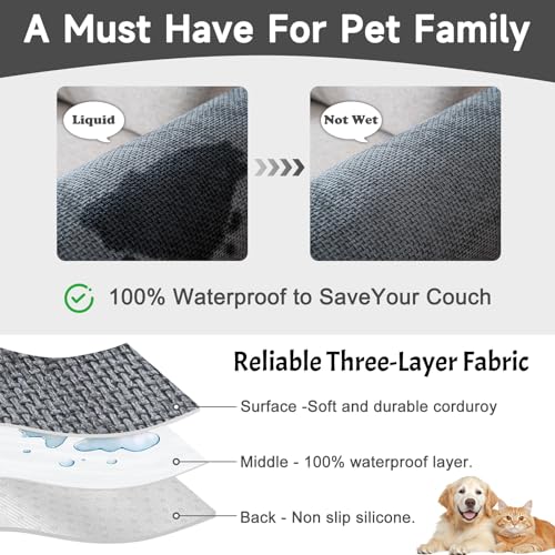Anti-Slip Waterproof Sofa Arm Covers - 2 Pack (Dark Gray, 24" x 20")