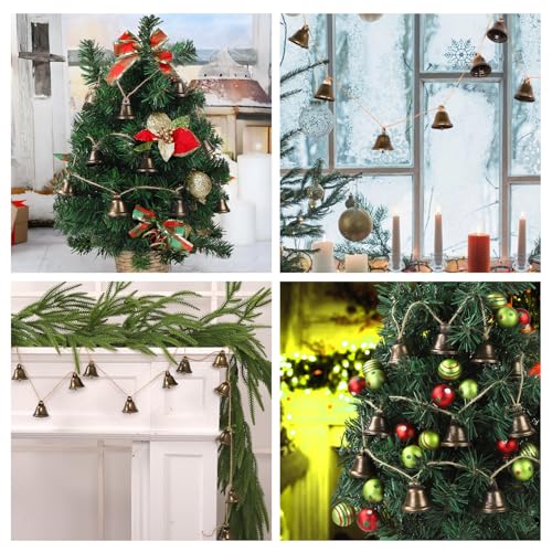 JOICEE 4.6ft Jingle Bell Garland with 12 Antique Bronze Bells