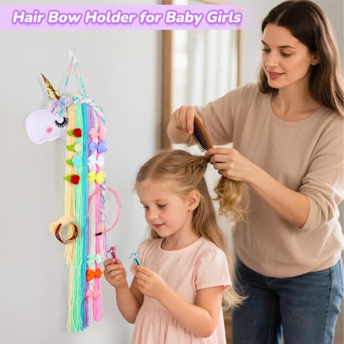 Unicorn Hair Bow Holder Wall Hanging Organizer for Girls Hair Accessories