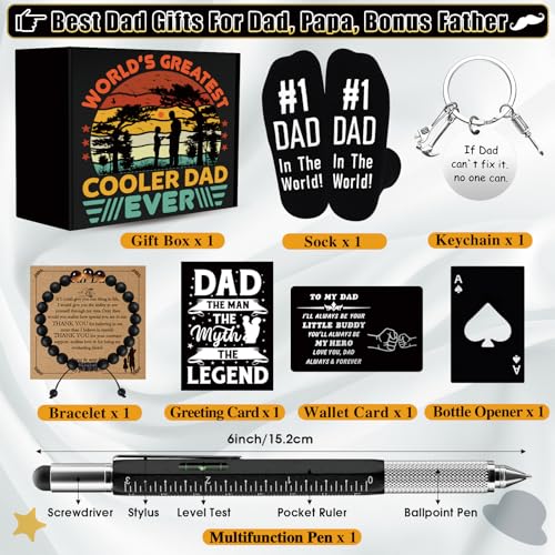 Dad Gifts Set with Tumbler Baseball Cap Keychain & More - Father's Day Gift