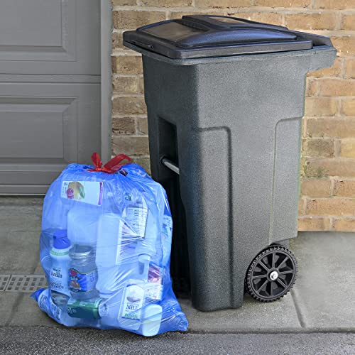 13 Gallon Blue Recycling Drawstring Trash Bags - Tall Kitchen, 60 Count
