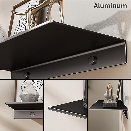 8-Inch Small Floating Wall Shelf, Matte Black Metal Storage Display Ledge